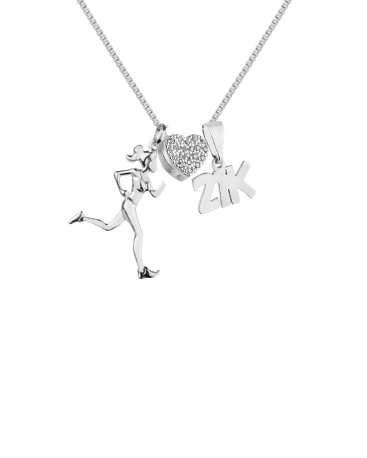 Look de Colar de Prata de Corredora com Separador Coração de Zircônia e Pingente de 21k- Pra Ter Estilo- NEW praterestilo.com.br