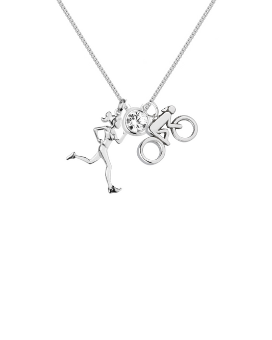 Colar de Prata de Corredora com Ponto de Luz e Pingente de Ciclista- Pra Ter Estilo praterestilo.com.br
