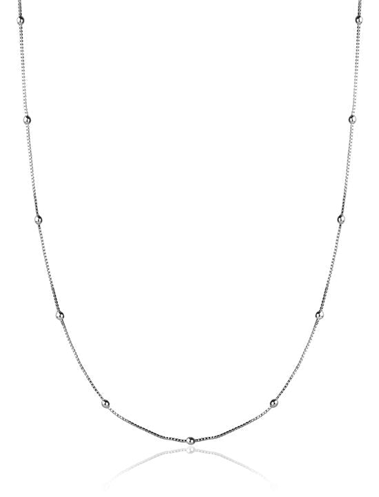 Colar Banhado a Ródio Veneziana com Bolinhas 60cm praterestilo.com.br