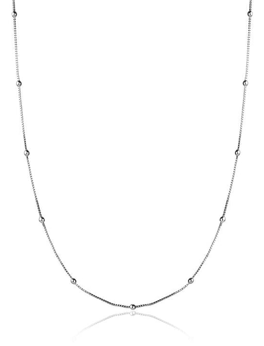 Colar Banhado a Ródio Veneziana com Bolinhas 60cm praterestilo.com.br