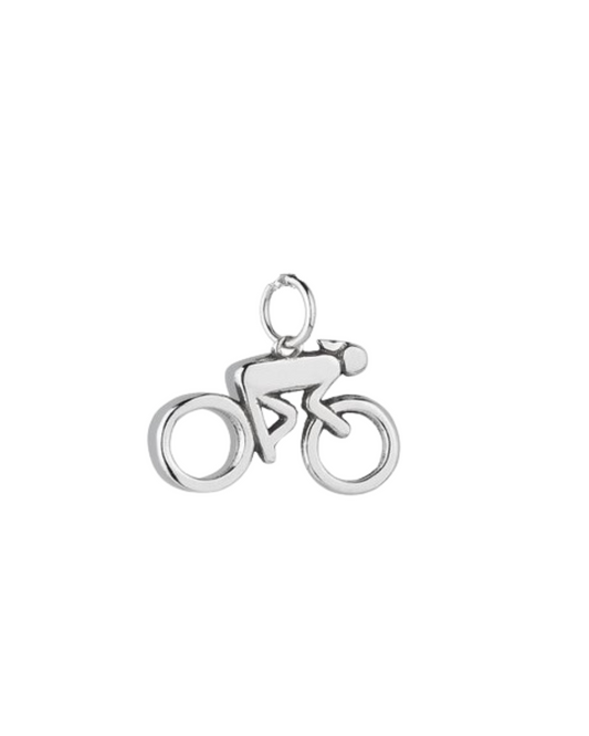 Pingente de Prata de Ciclista Envelhecido Pra Ter Estilo