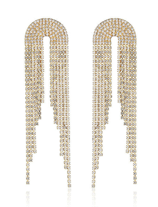 Brinco Banhado a Ouro Cascata de Strass Pra Ter Estilo