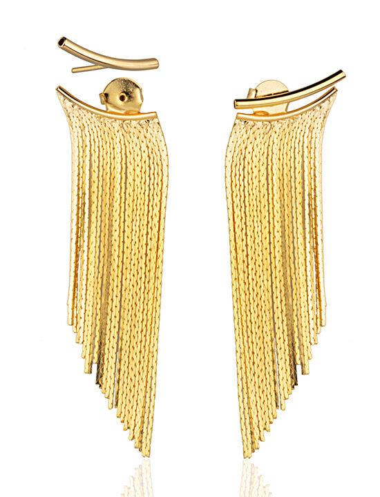 Brinco Banhado a Ouro Ear Cuff Franja Pra Ter Estilo