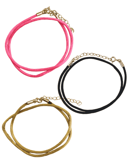 Colar/ Pulseira Fio de Seda 35cm com Fecho Banhada a Ouro – Ajustável e Versátil