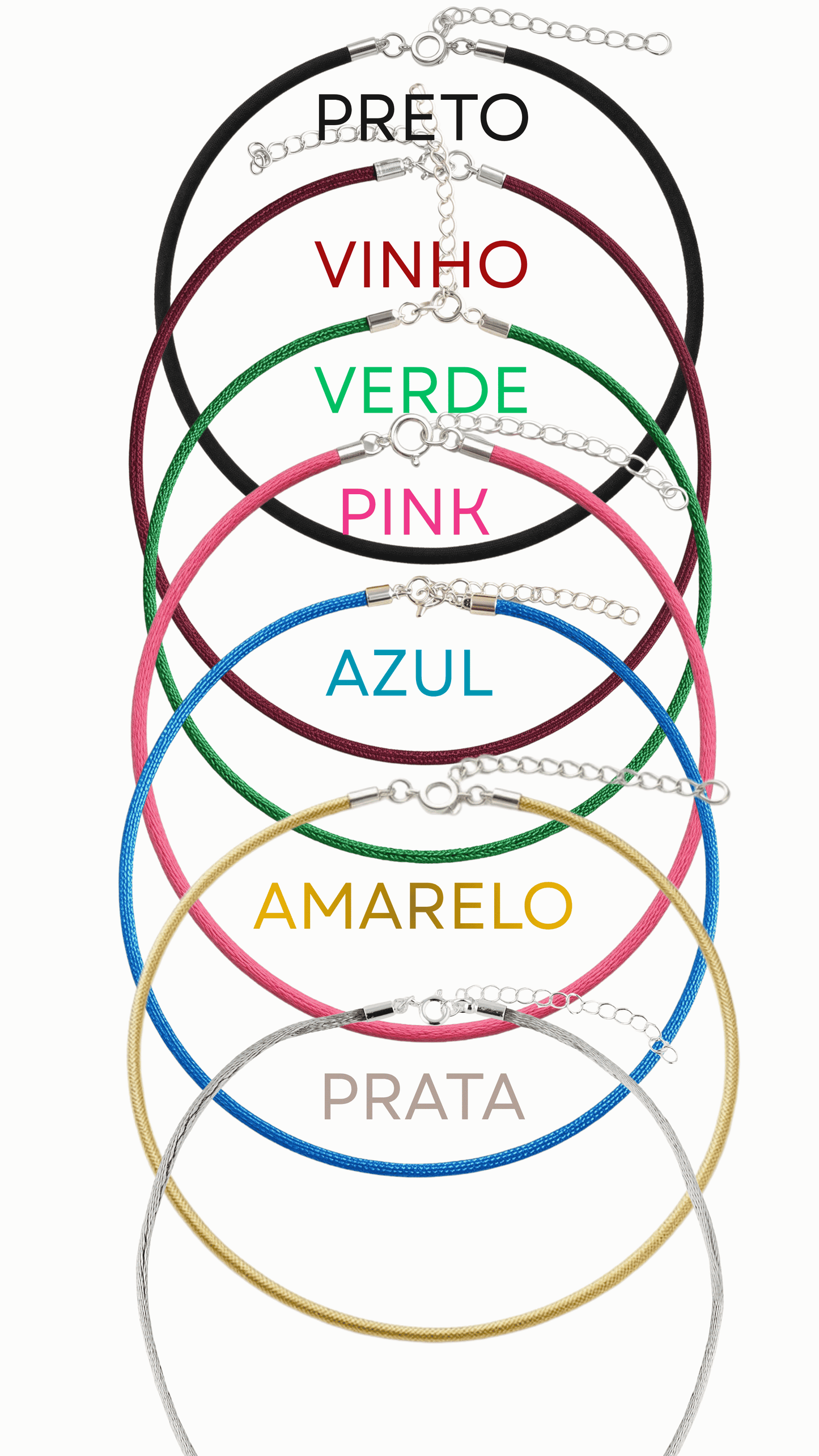 Colar/ Pulseira Fio de Seda 35cm com Fecho Banhado a Prata – Ajustável e Versátil