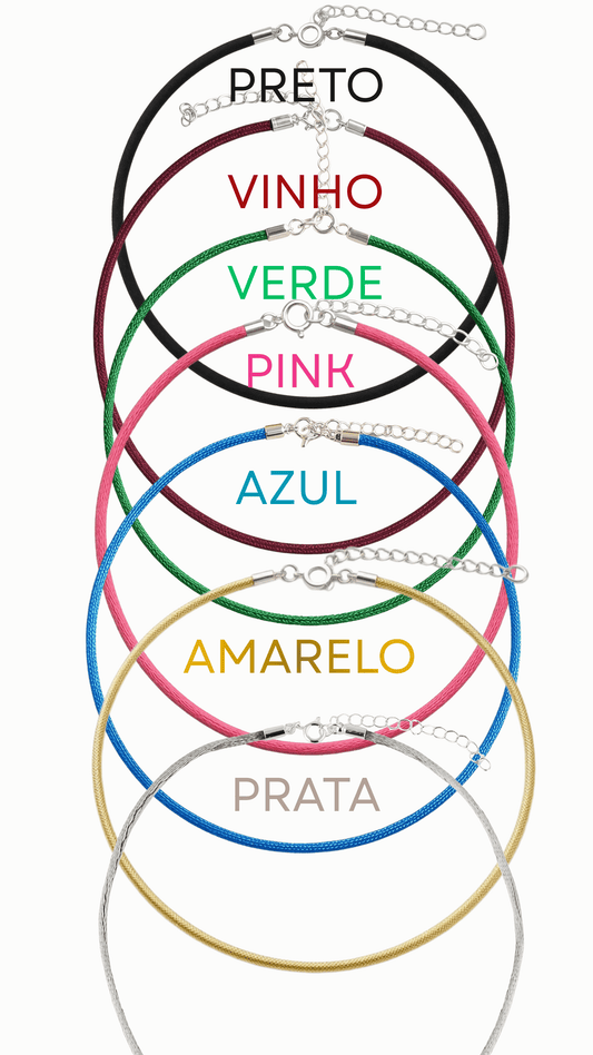 Colar/ Pulseira Fio de Seda 35cm com Fecho Banhado a Prata – Ajustável e Versátil