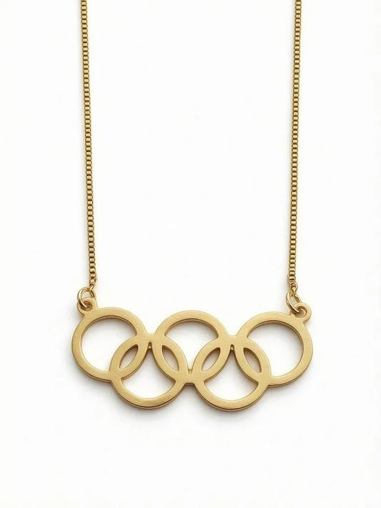 colar banhado a ouro de aros olímpicos