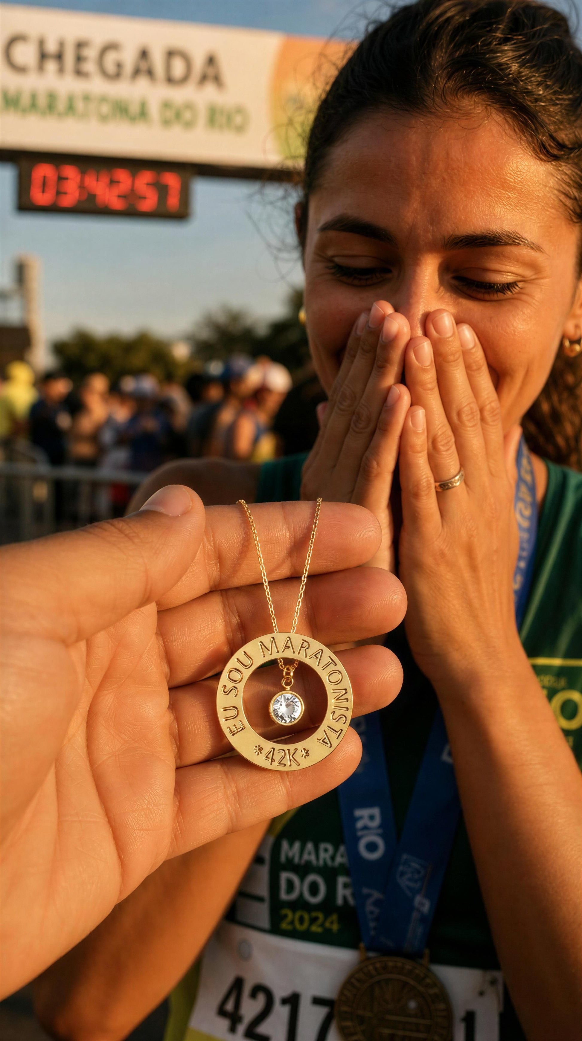 colar dourado maratonista 42k