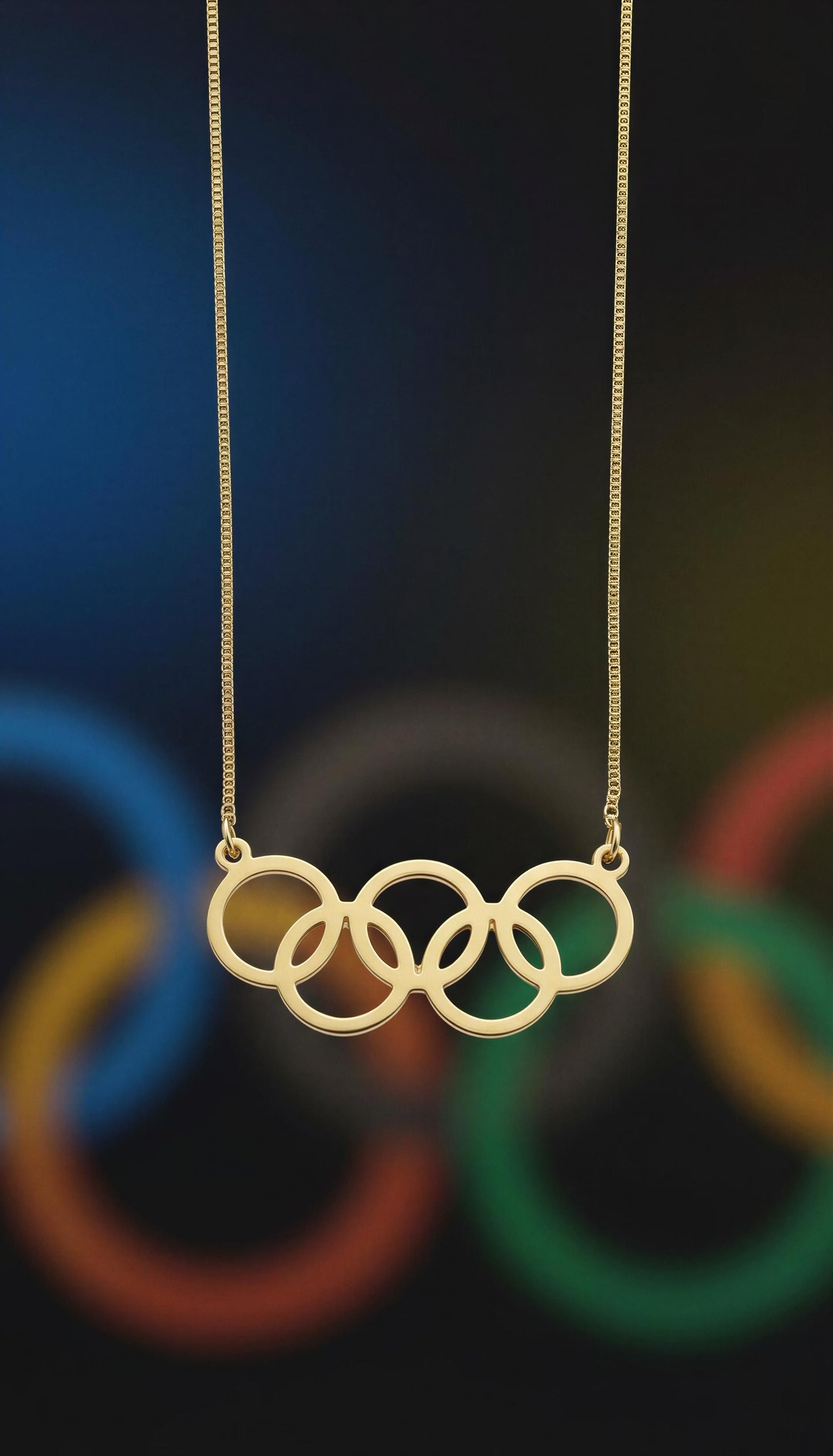 colar folheado a ouro de aros olímpicos