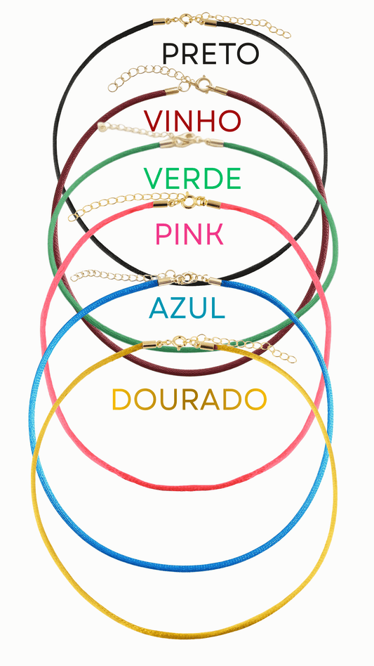 Colar/ Pulseira Fio de Seda 35cm com Fecho Banhada a Ouro – Ajustável e Versátil