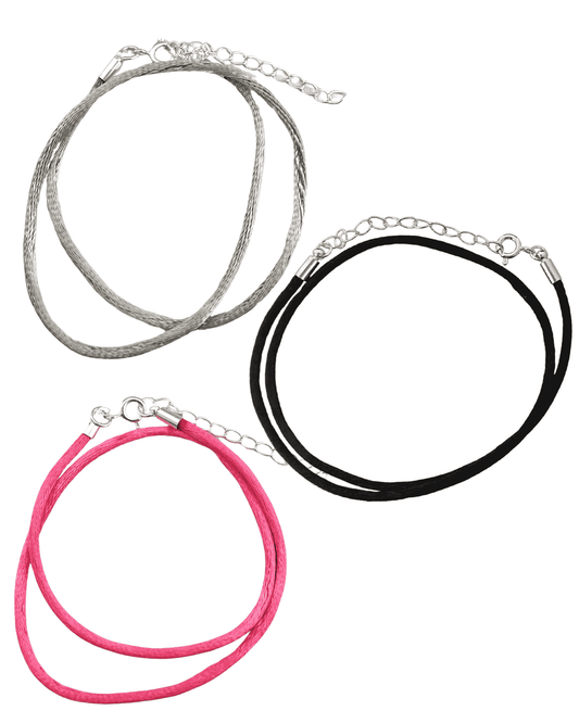 Colar/ Pulseira Fio de Seda 35cm com Fecho Banhado a Prata – Ajustável e Versátil