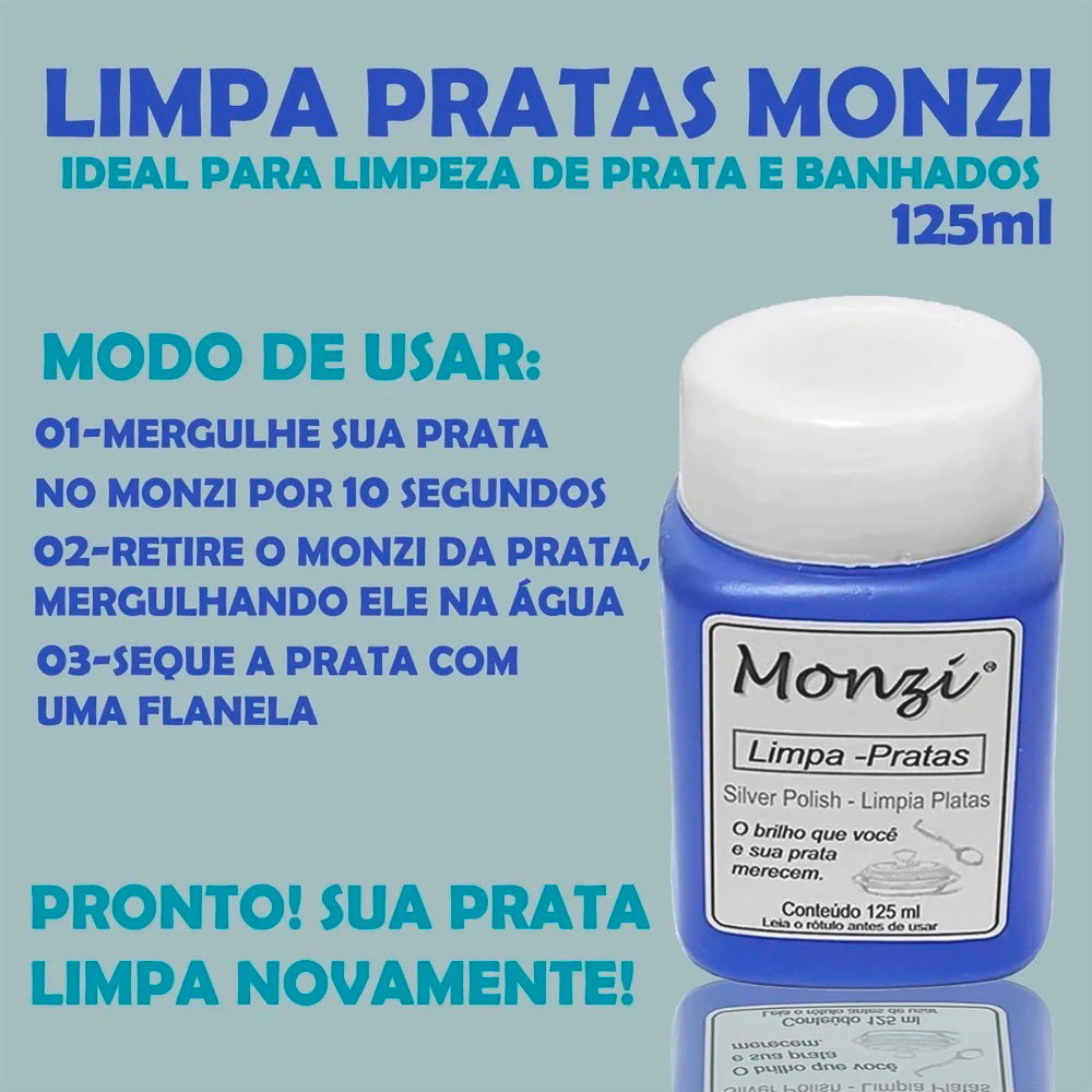 Limpa Prata Monzi Líquido Ação Rápida 125ml