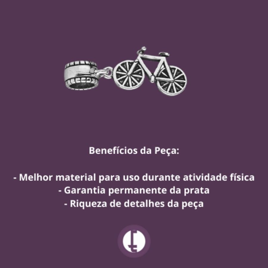 Berloque de Prata de Bicicleta Envelhecido